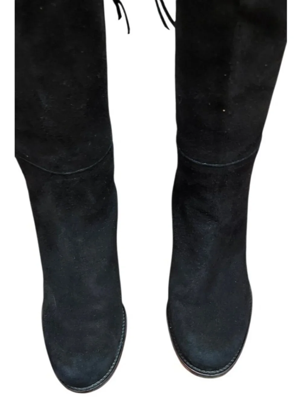 Stuart Weitzman 5.5 M Black Suede Over The Knee Boots Low Heel Tall Zip OTK